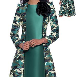 Style: Nubiano 1561-CAM 1pc Silk Look Ladies Dress With Camouflage